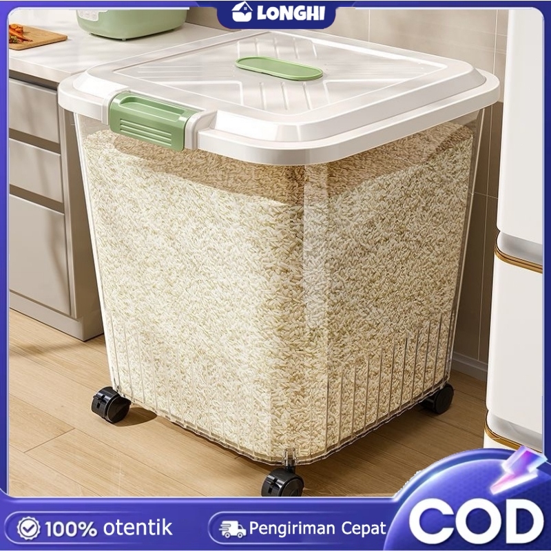 Mobile silinder 25kg wadah penyimpanan makanan penyimpanan beras wadah beras aesthetictempat beras w