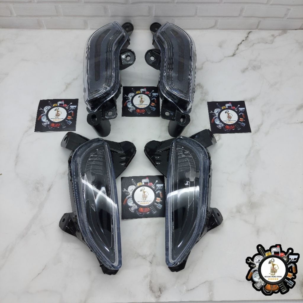 Paket Sein Sen Depan + Belakang Honda Scoopy Fi K16 2013 2014 2015 2016 Custom Smoke Hitam