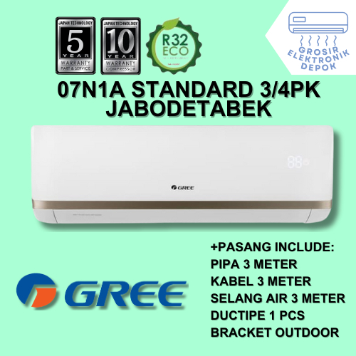 FREE PASANG + AKSESORIS AC Gree 3/4 PK 07N1A STANDARD Grosir Elektronik Depok