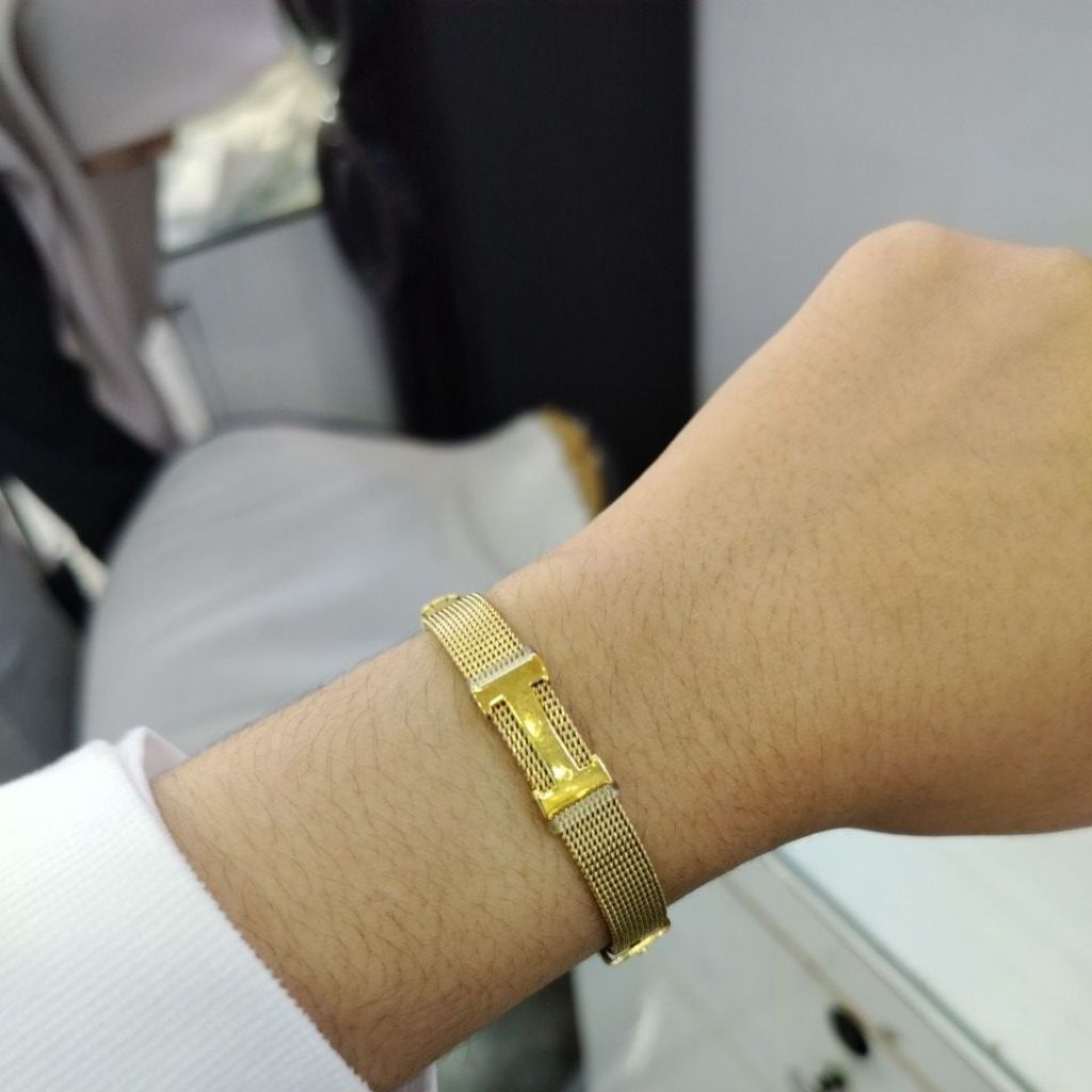 Gelang tangn H model Tali jam Emas asli kadar 375/8k