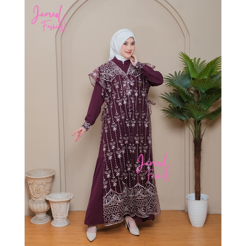 Jamoel - Farra Gamis brokat Full Mewah || Gamis Brokat Pesta Elegan dan Cantik