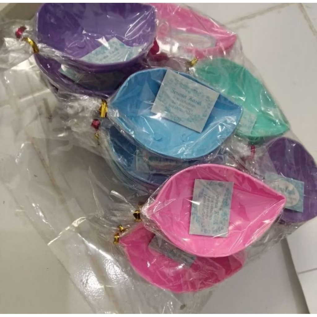 (A127) mangkok mini souvenir / mangkok sambal masker / mangkok daun kemasan plastik + kartu ucapan