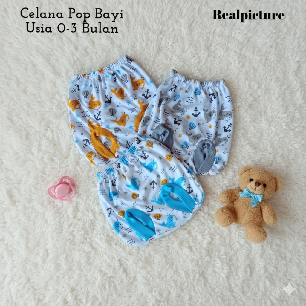 12 Pcs (1 Lusin) Celana Pop Bayi 0-3 Bulan Termurah