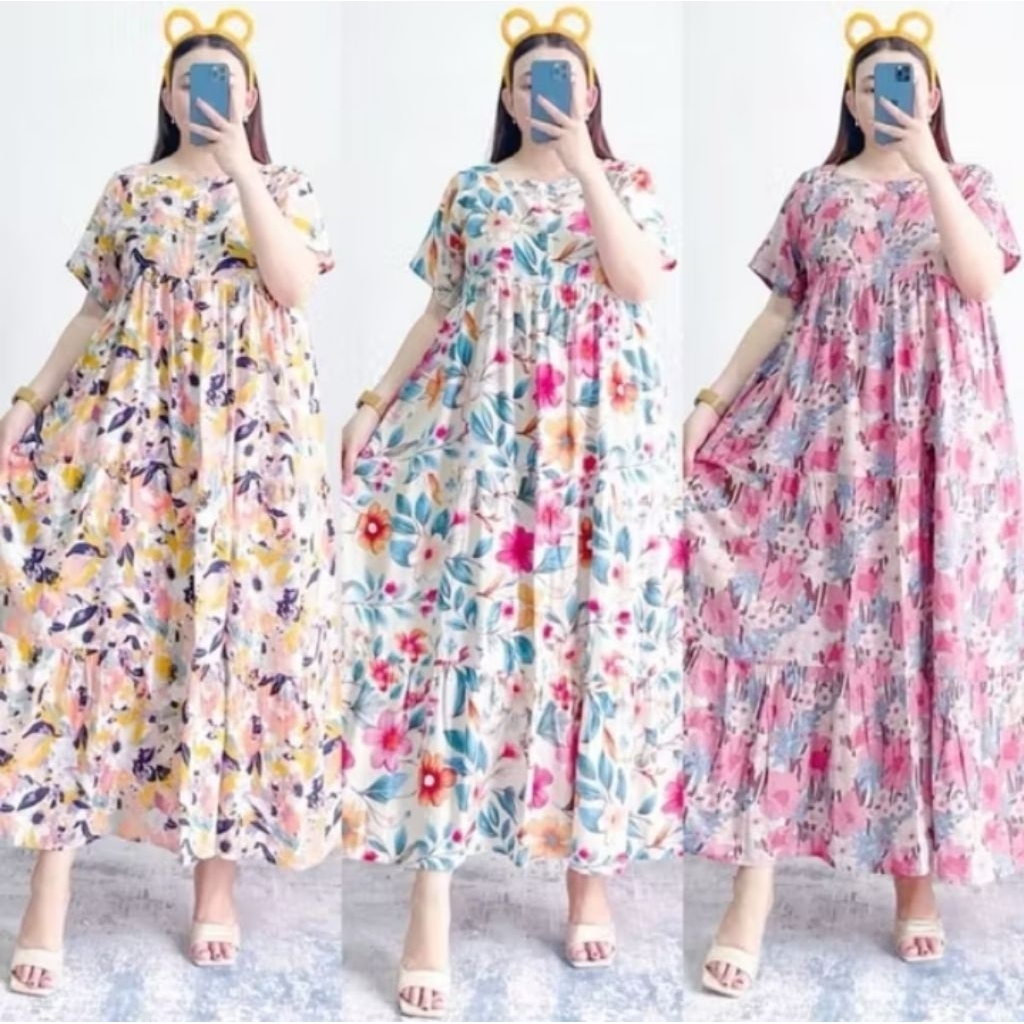 Daster Panjang Lengan Pendek Daster Jumbo Panjang Lengan Pendek