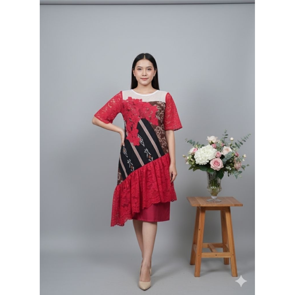 KTU || dress tenun etnik gaun natal