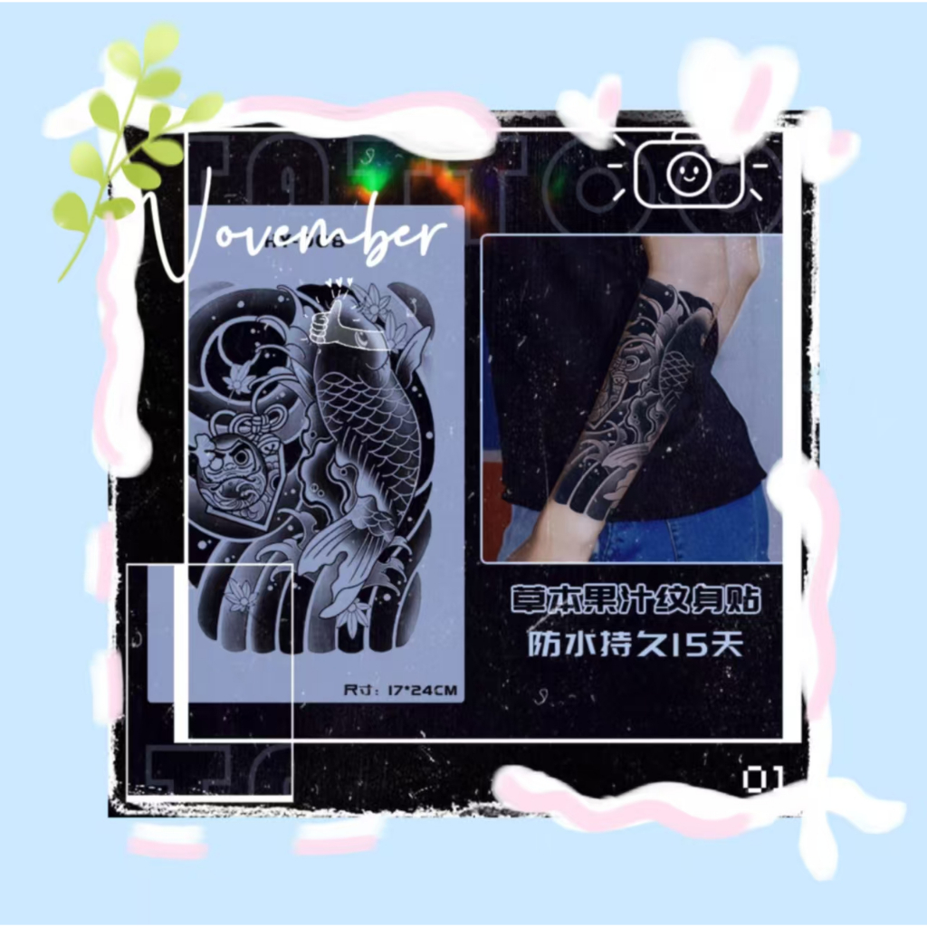 TATTO TANGAN LENGAN WARNA HITAM GAMBAR IKAN KODE