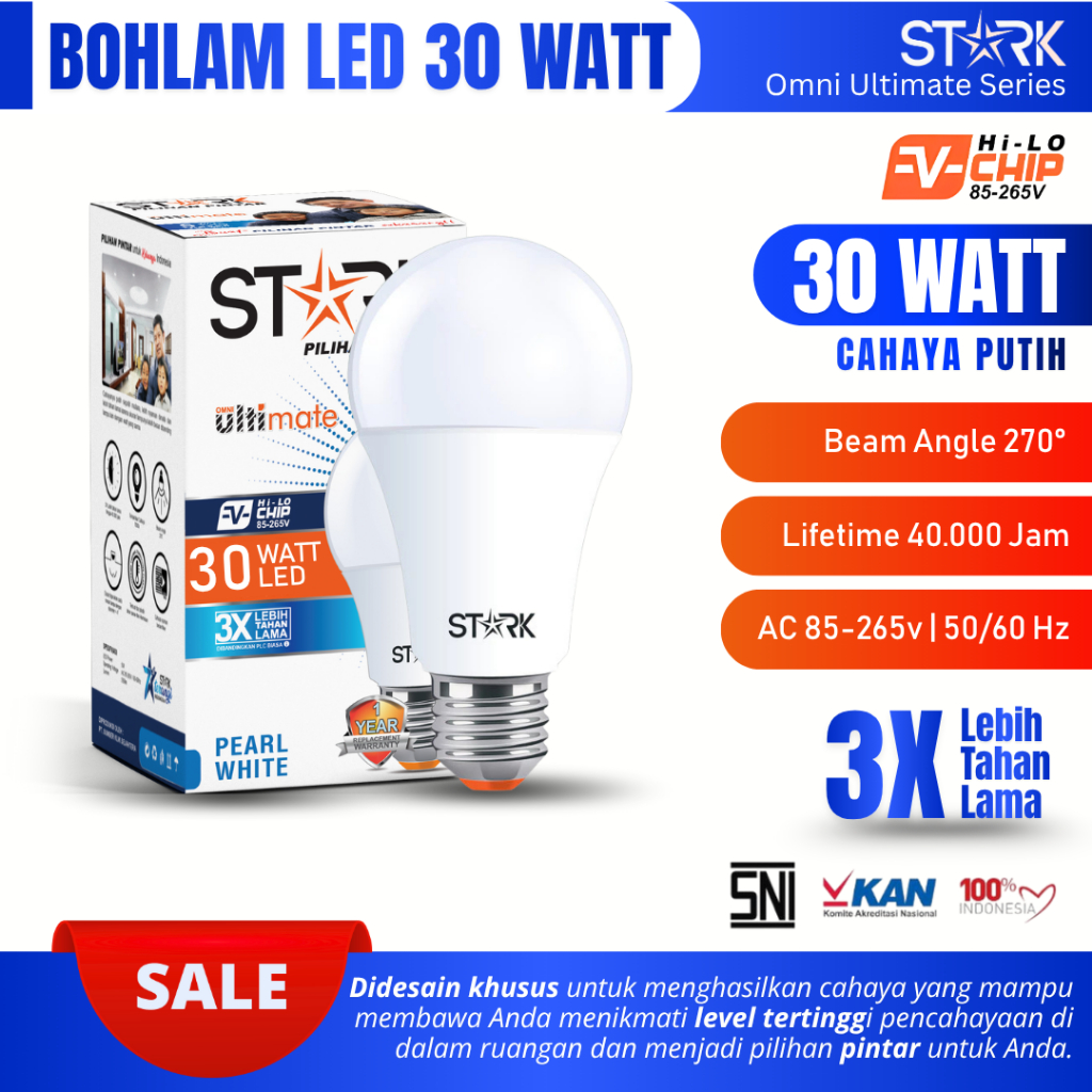 Bohlam LED Bulb 30 Watt Stark Omni Ultimate Series Lampu LED 30 Watt Cahaya Putih Hemat Energi Lampu