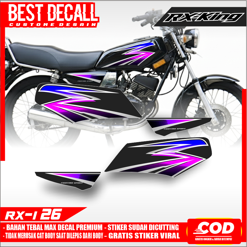 Striping Sticker Transparan UV RX-King Bahan MaxDecal Desain Minimalis Warna Pink| Cyan RX-I 26