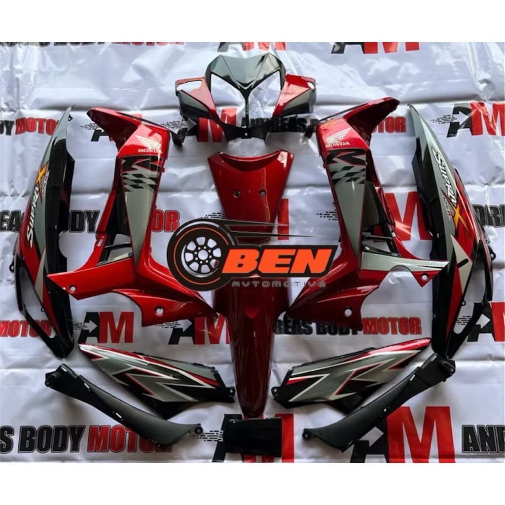Full Set Body Halus supra x 125 batman Merah