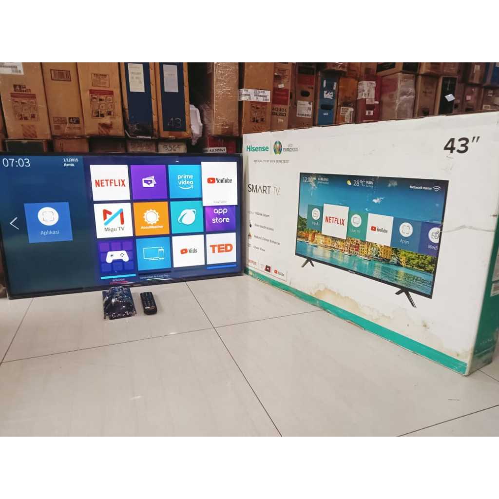 TV LED HISENSE SMART 43 INC NETFLIX YOUTUBE KONDISI BEKAS MASIH SEGEL (6177R)