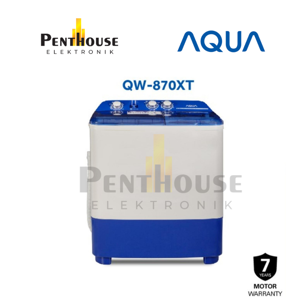 AQUA Mesin Cuci 2 Tabung 8 KG QW-870XT / QW 870 XT / Twin Tub QW870XT 8 KG