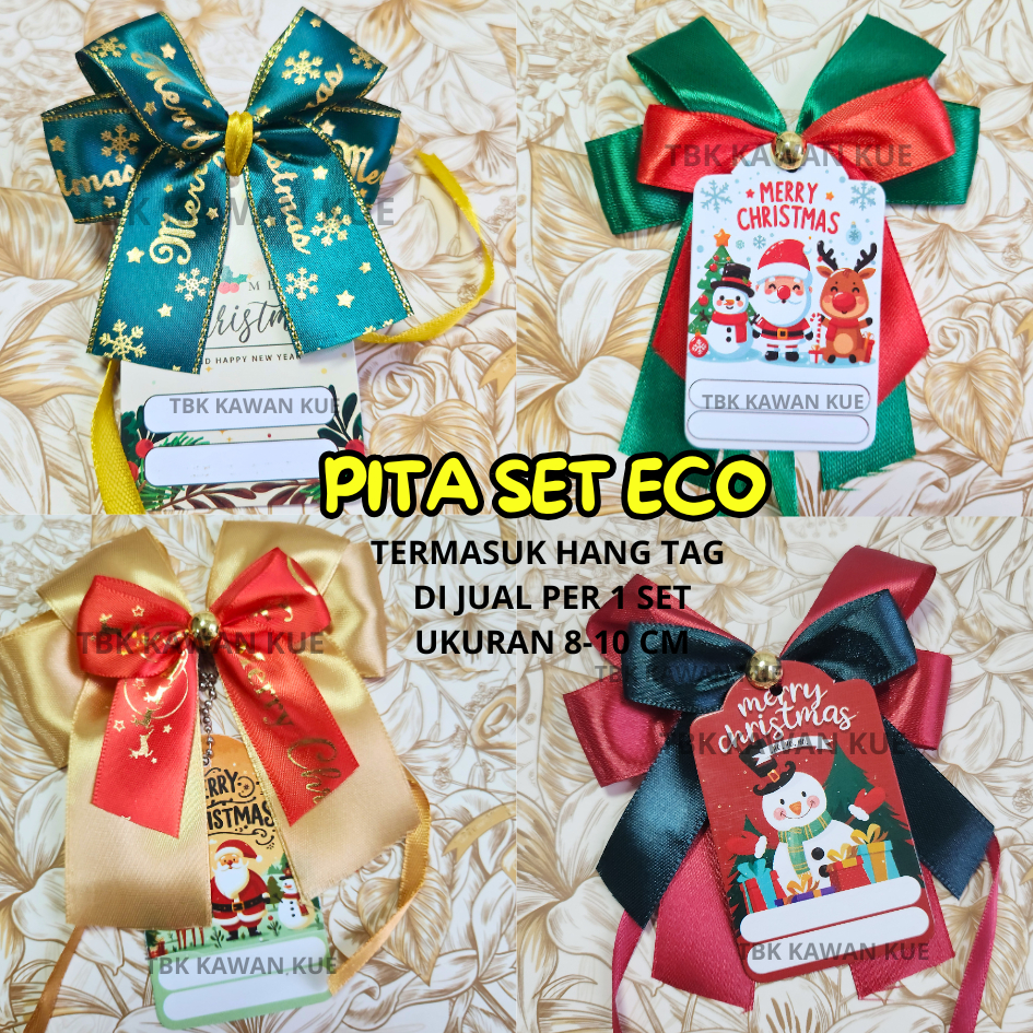 Hang Tag Dan Pita Tema Natal/Hang Tag Christmas/Pita Tema Natal/Kartu Ucapan Gantung Tema Natal