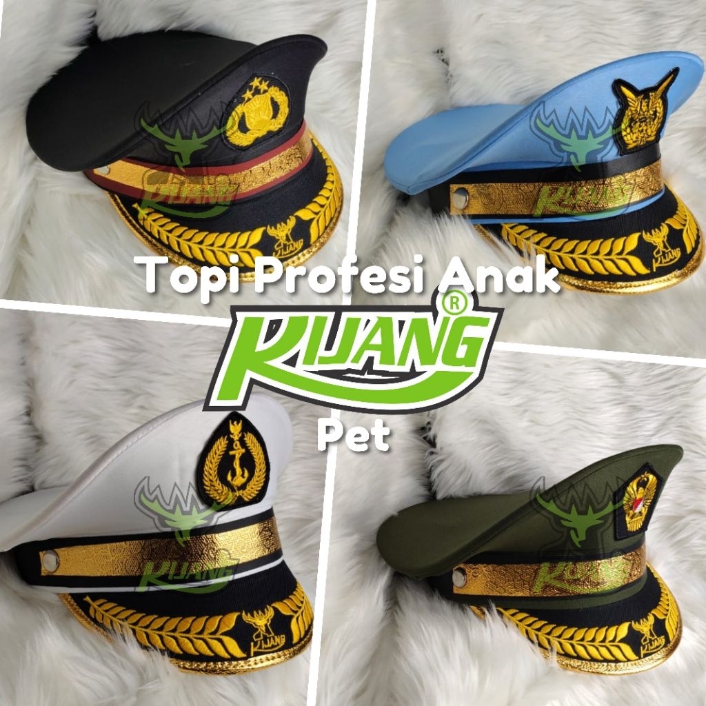 KIJANG TOPI PET PROFESI ANAK BISA UNTUK PUTERA DAN PUTERI MERK KIJANG PELOPOR BAJU PROFESI ANAK SEJA