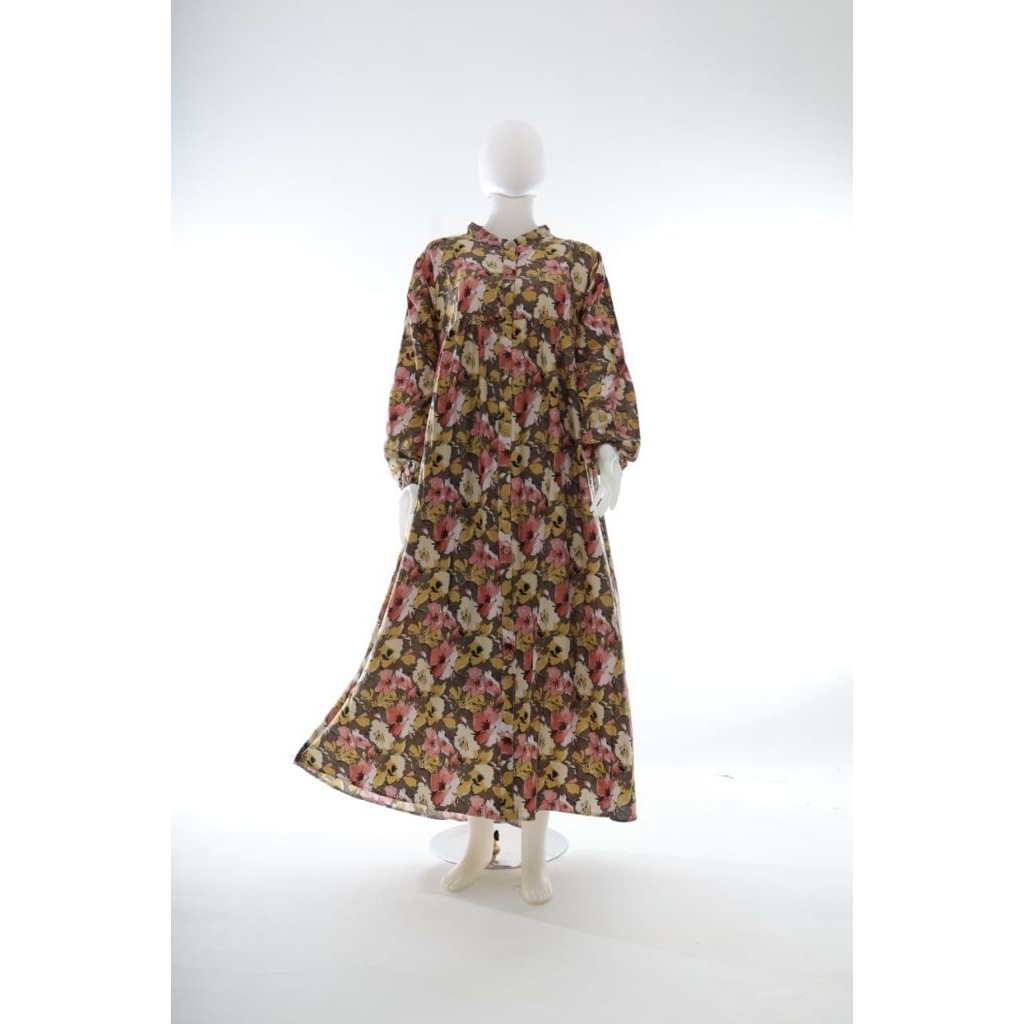 Gamis Rayon Premium Motif Bunga Long Dress LD 115 TB 135 - Baju Muslim Wanita Terbaru