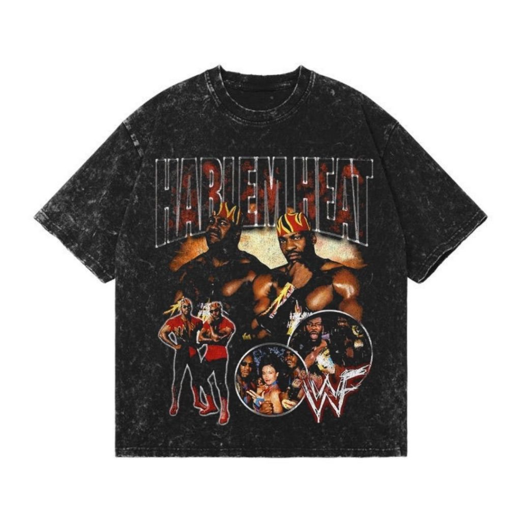 Kaos Harlem Heat | Stone Wash  | Kaos Oversize | Vintage | Atasan | Kaos WWE | Smack Down
