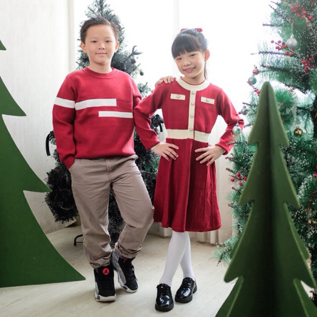 (2-10 TAHUN) Dress Merah Natal Anak Perempuan Import | Dress Rajut Christmas Natal Anak Perempuan | 