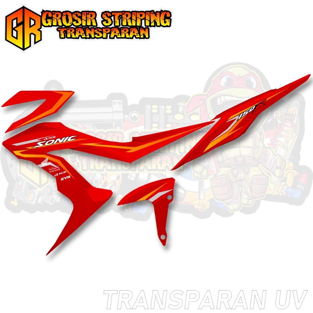 Sticker Striping Polet Variasi Honda Sonic 150R Design Simple Striping Variasi Bahan Transparan