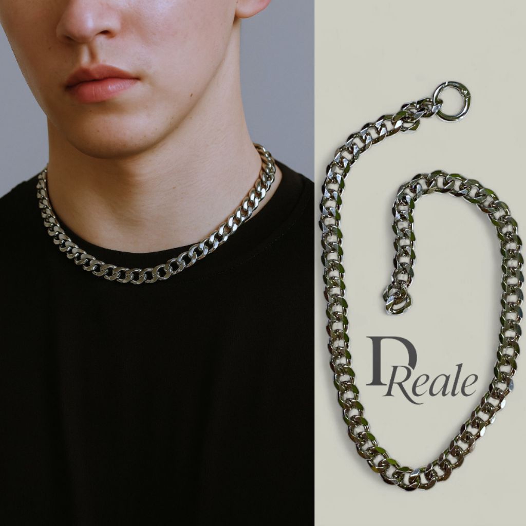 DReale Kalung Titanium Anti Karat | Kalung Cowok Silver Anti Luntur