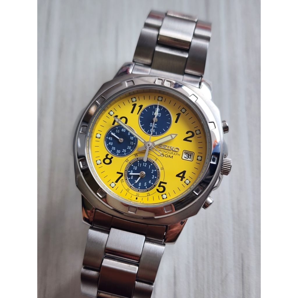 Seiko SND409P Yellow Dial 7T92-0CA0 Quartz Chronograph Mulus