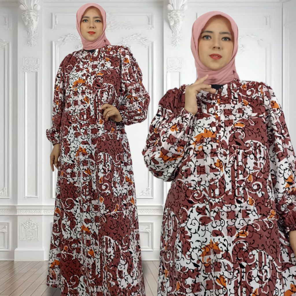 Gamis Harian Motif Bunga | Adem & Tidak Menerawang" | Size sampai jumbo ld140 cm