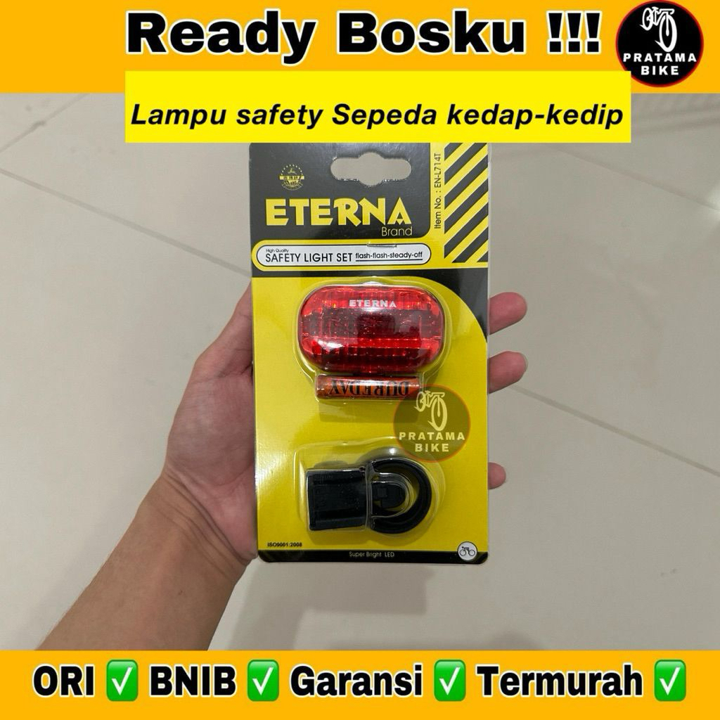 Lampu Safety Kedap Kedip Belakang Sepeda ETERNA + Baterai