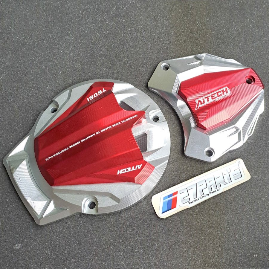 TUTUP BLOK BAK KALTER NEW SET KIRI & KANAN RX KING CNC BY AITECH RACING SILVER MERAH