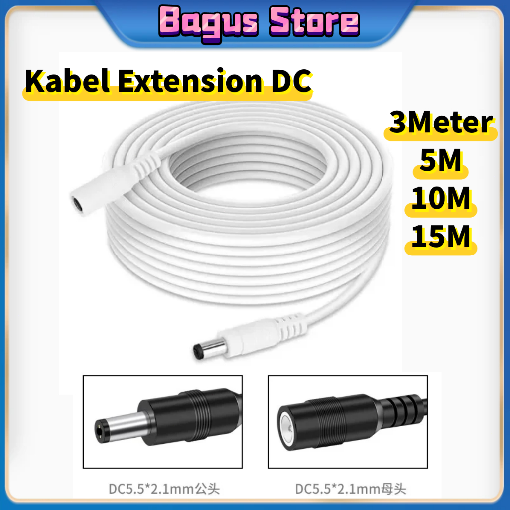 Kabel Power DC 3M/5M/10M/15M Kabel Ekstensi Daya Dc 12V Power Extension Cable Powerline Adapter Kabe