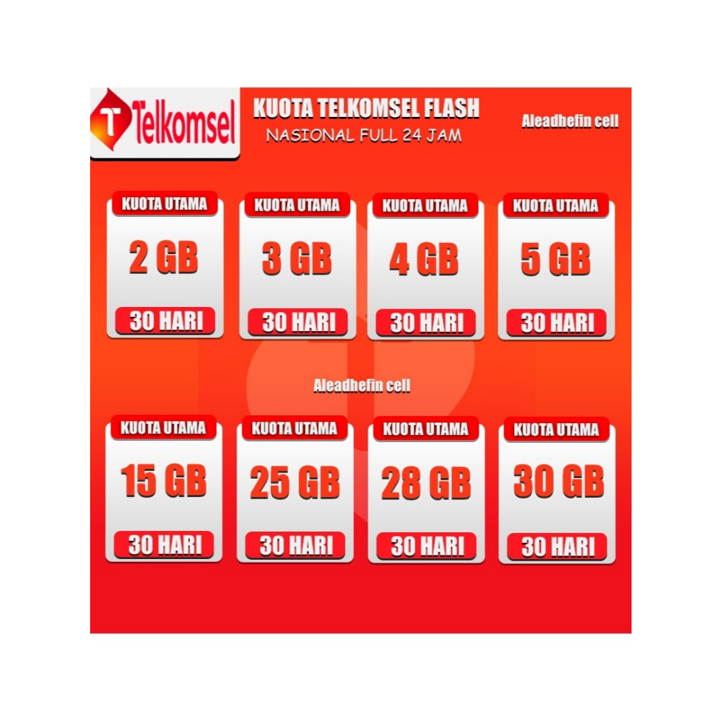 Paket Data Telkomsel Bulanan Kuota Nasional Full 24 Jam