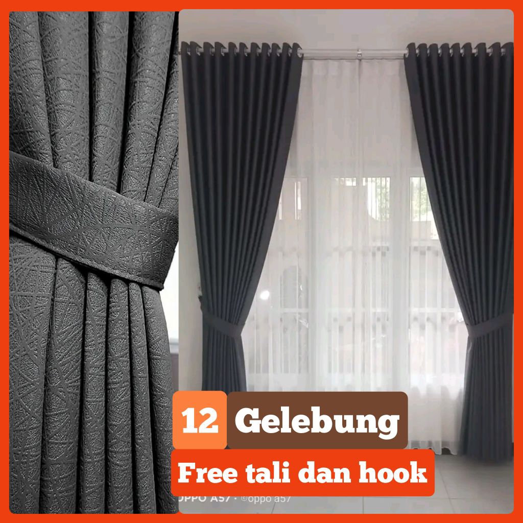 Gorden Lebar 2 meter × Panjang 250cm, Gorden Berbahan Blackout Polos Premium Tirai Jendela Ruang Tam