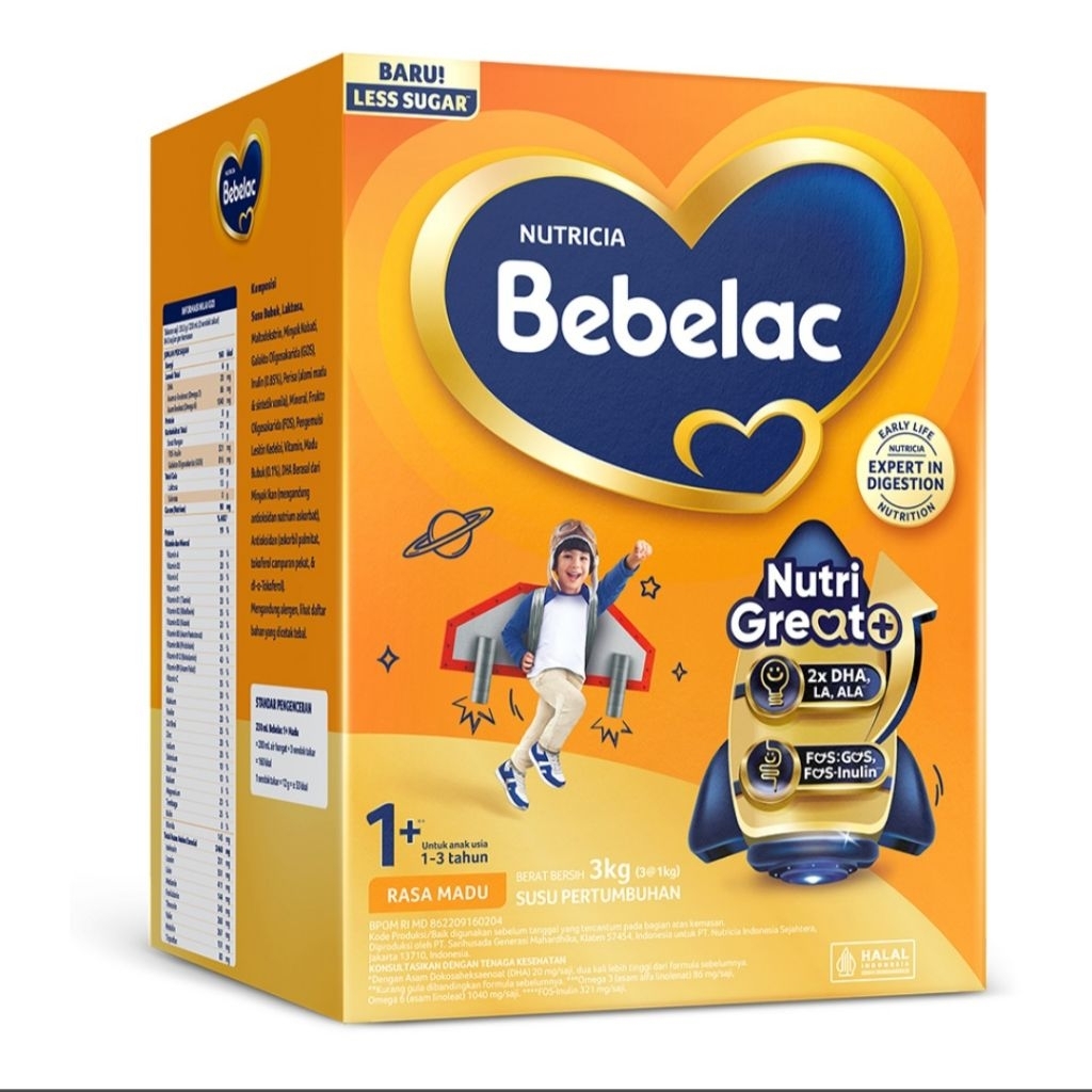 Bebelac 1+ GroGreat+ Susu Bubuk Pertumbuhan Anak Madu 3kg