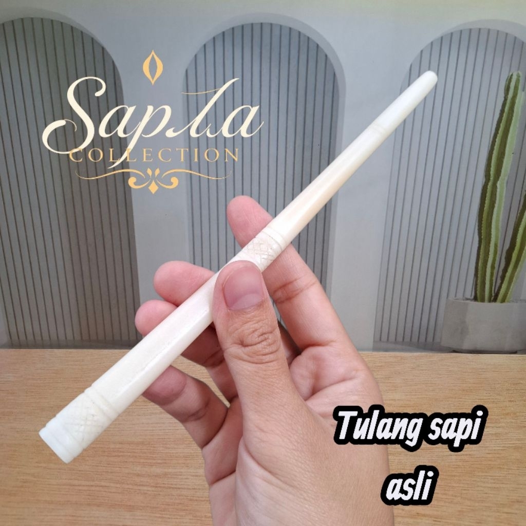 Once pipa cangklong Tulang sapi ukir 20cm