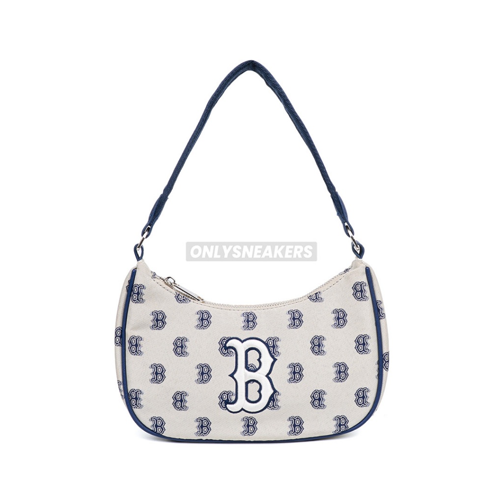 MLB BOSTON MONOGRAM JACQUARD HOBO BAG BEIGE