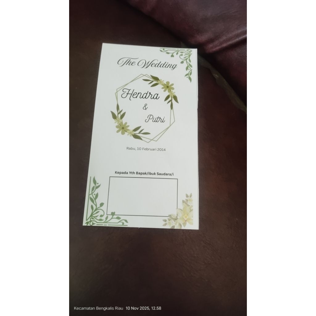 undangan minimalis 1 lembar 2 sisi