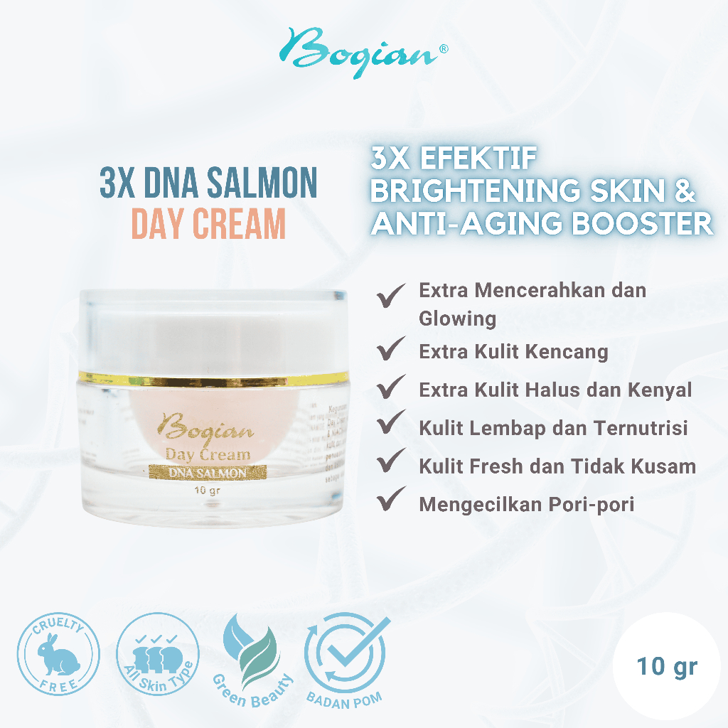 Boqian Day Cream DNA Salmon Brightening dan Anti Aging 10gr (Bogian Krim Siang DNA Salmon)