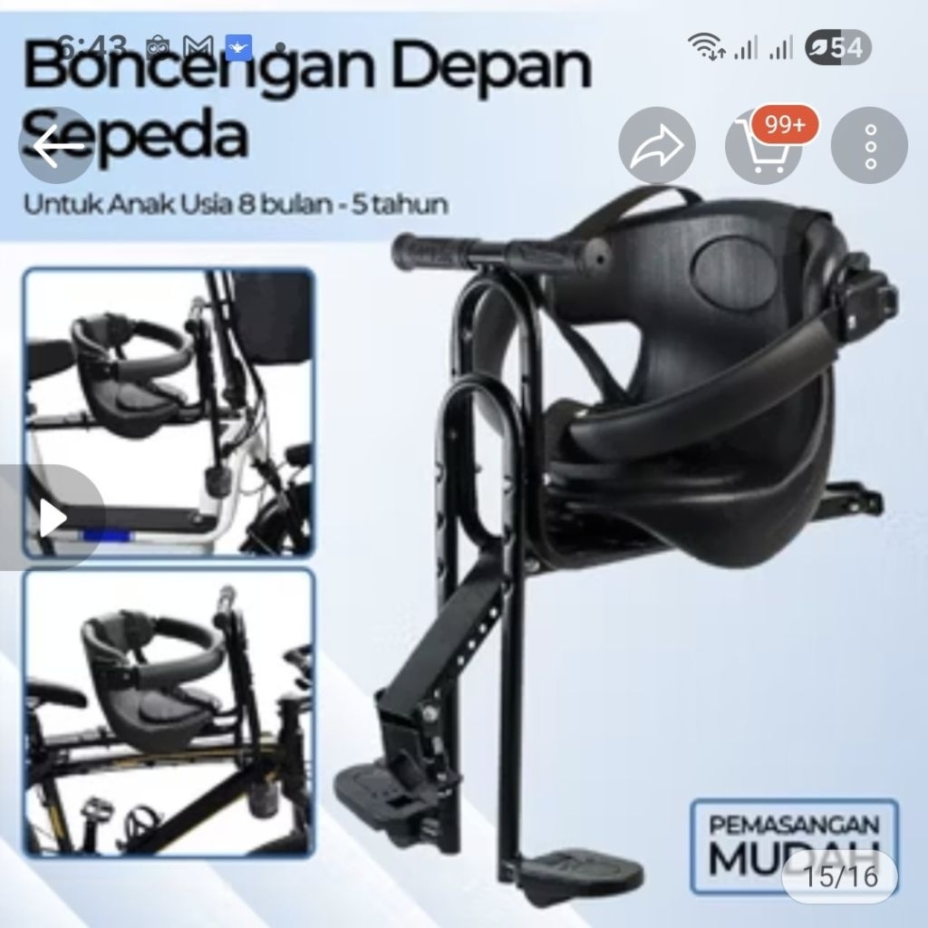 BONCENGAN DEPAN SEPEDA UNTUK ANAK