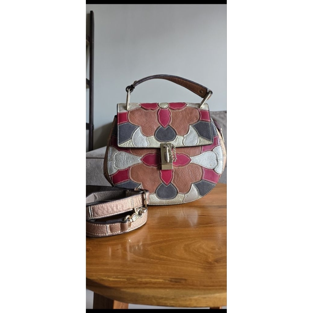 tas kulit wanita, patchwork (preloved)