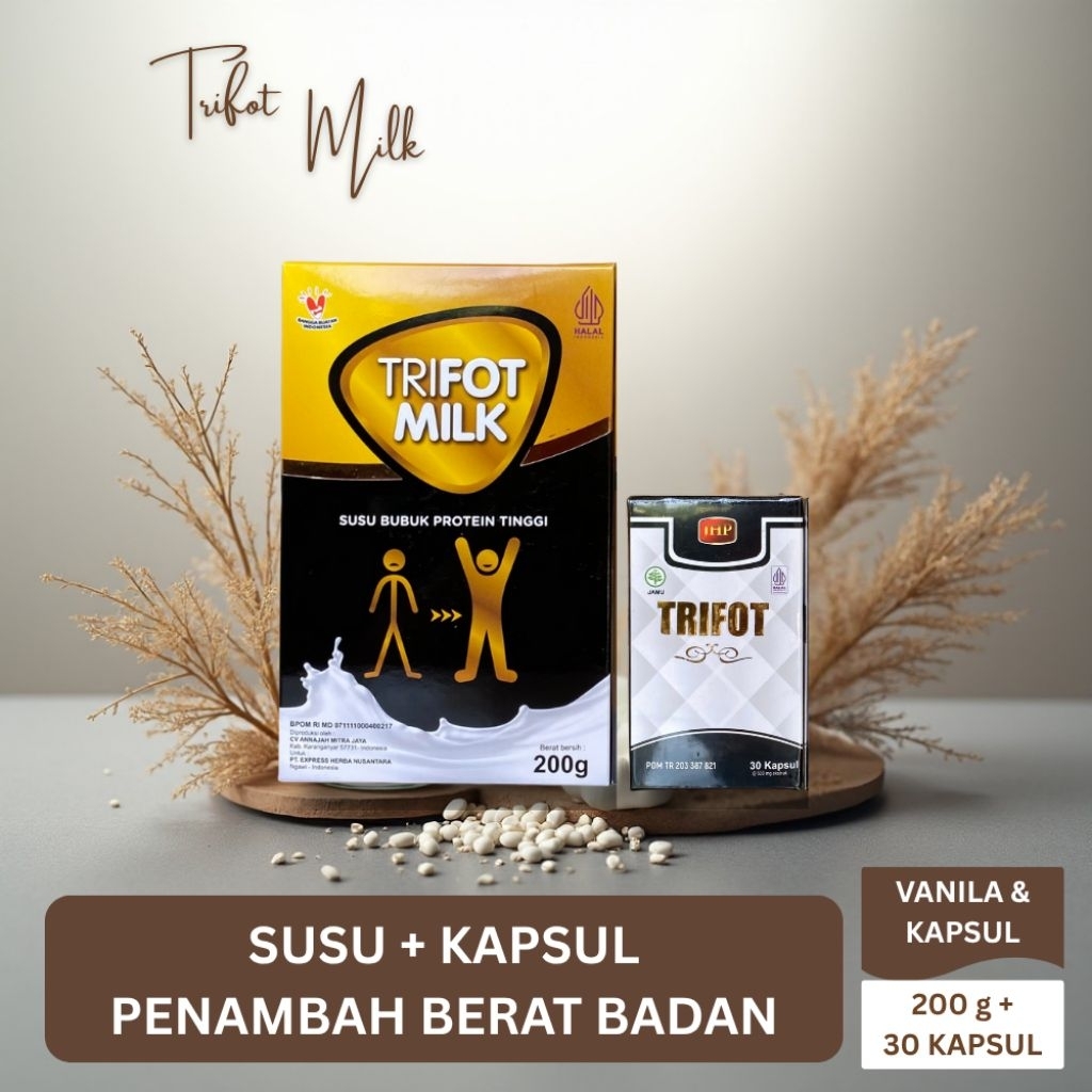 TRIFOT MILK & TRIFOT - Susu dan Kapsul Penggemuk Badan Herbal BPOM [Vanila & Isi 30 Kapsul]