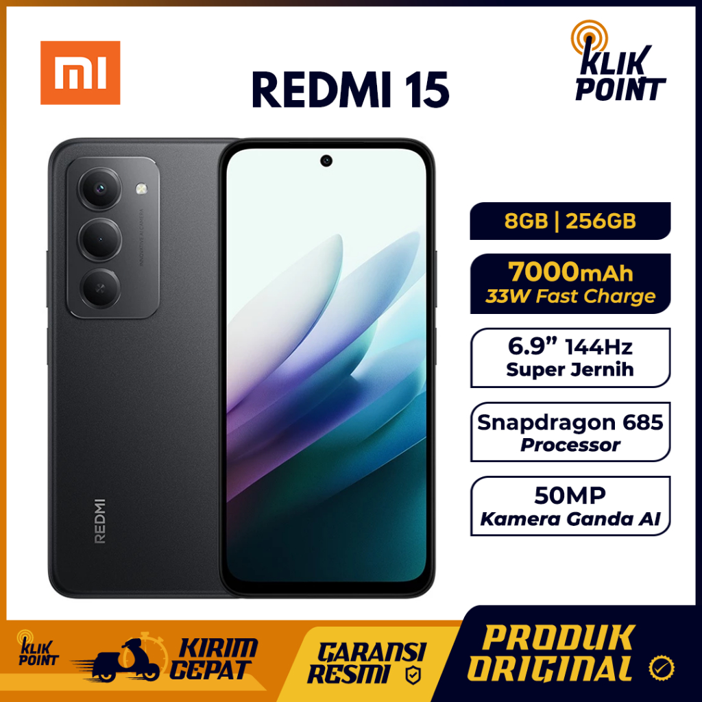 Xiaomi Redmi 15 8/256GB Snapdragon® 685 Handphone 2 Jutaan HP Murah Original 100%