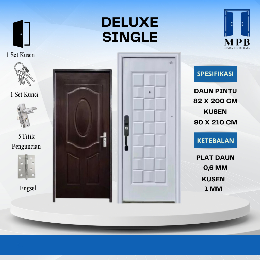Mada Pintu Baja (LUXURY SINGLE 210) Pintu Baja Single Lengkap Pintu Utama Kamar Kamar Mandi (Daun Pi