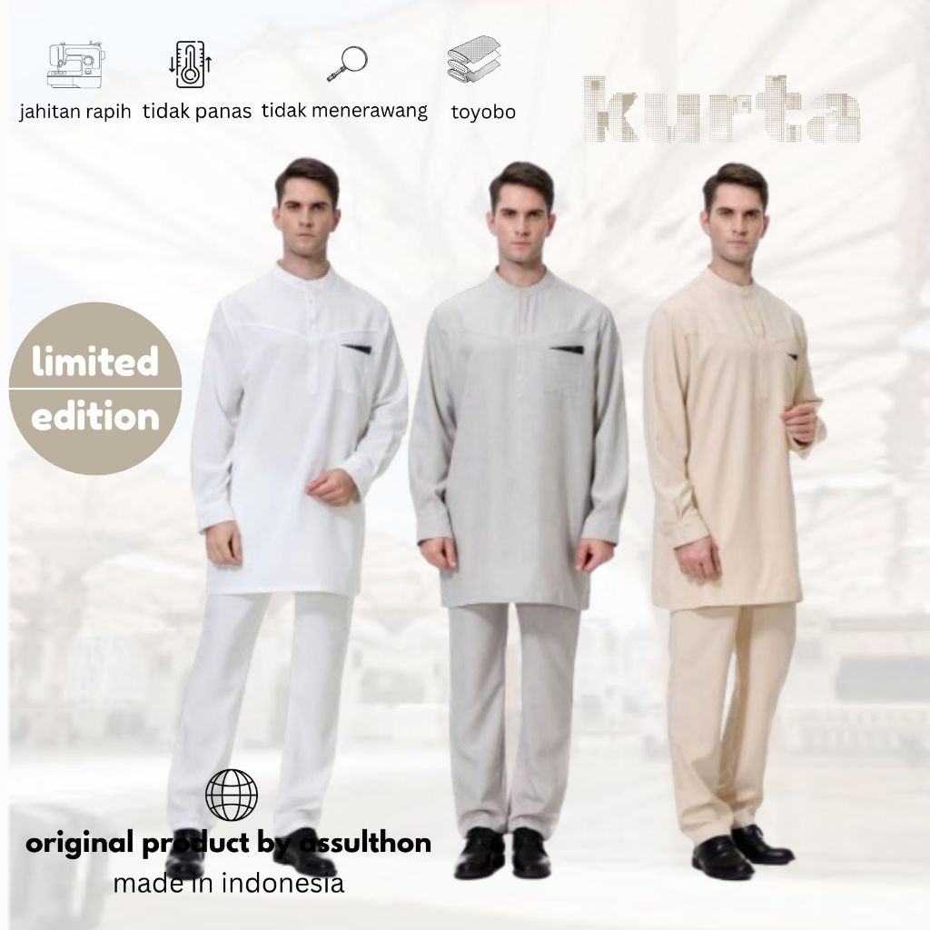 Assulthon - Jubah Gamis Pria Setelan Kurtah Haji Dan Umroh Lengan Panjang