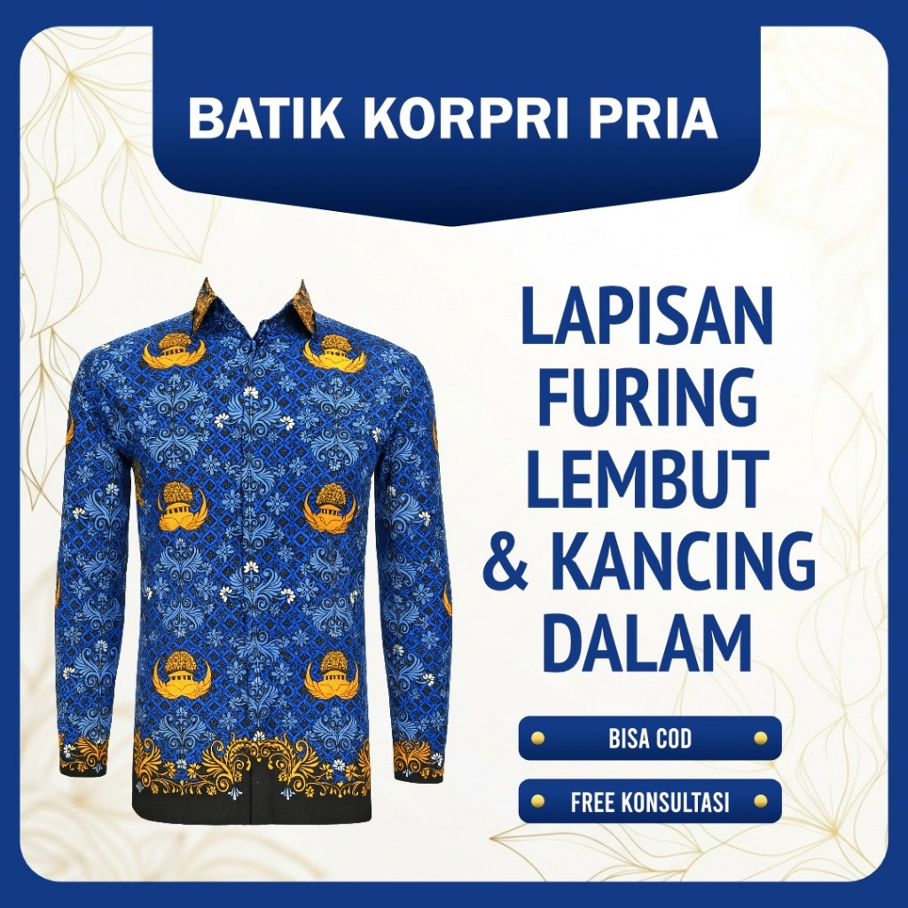 Baju KORPRI Pria Katun C40s Premium Adem Jahitan Rapi Seragam ASN PNS PPPK Lapis Furing SYAFASTORE