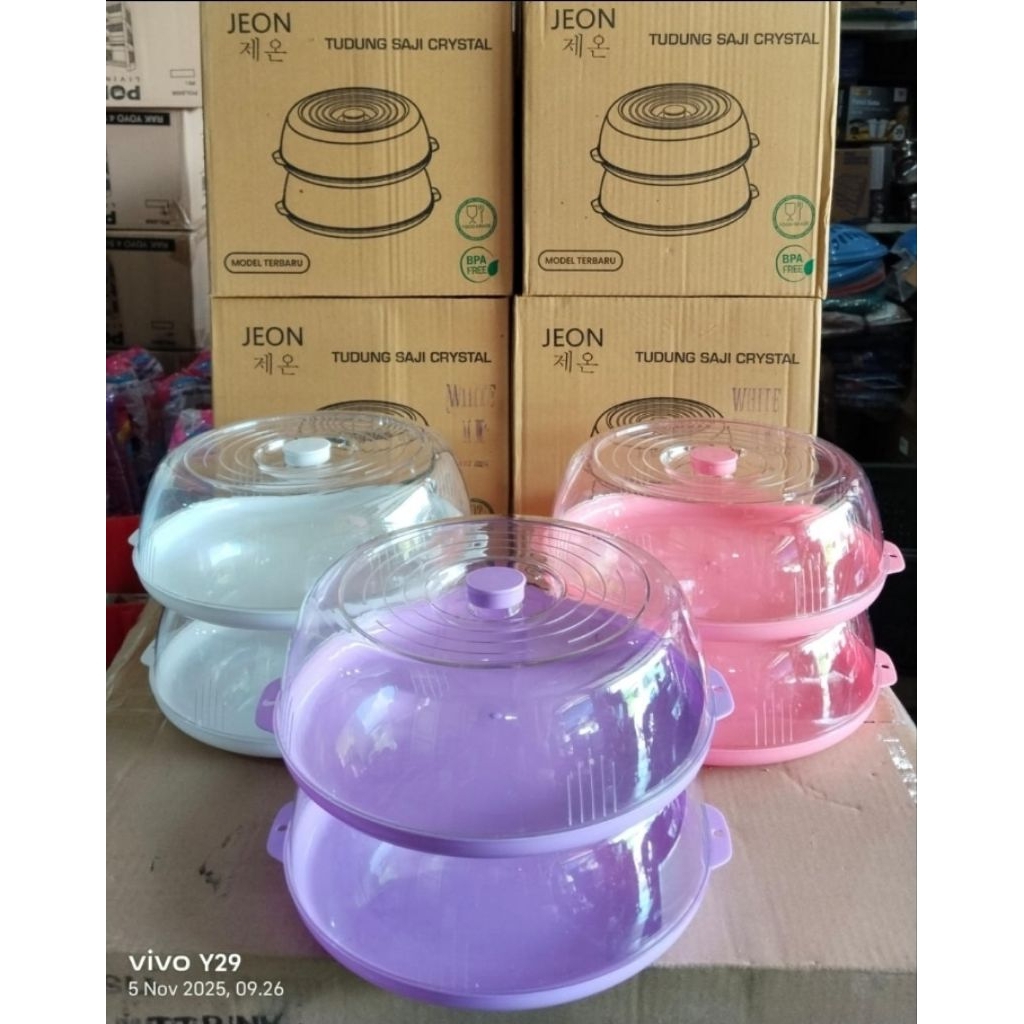 Tudung Saji Crystal Premium Jeon 2 Susun/Tudung Saji 2 Susun/Tempat Pemimpanan Makanan/Tudung Saji J