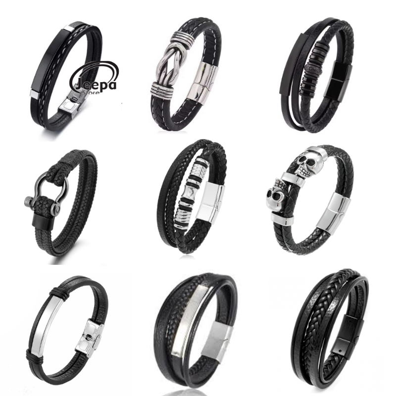 Gelang Kulit Pria Model Terbaru Gaya Pria Keren Vintage Casual Retro Kekinian