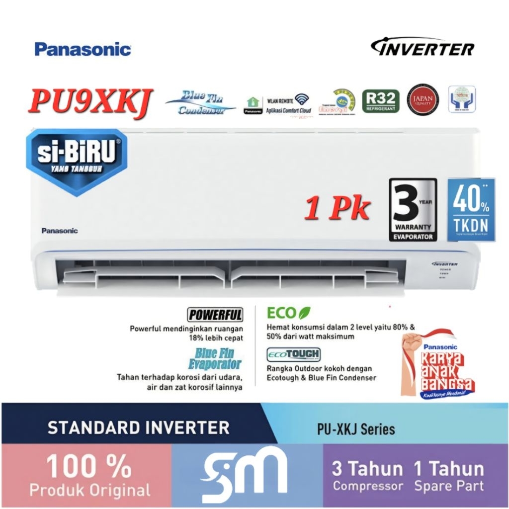 AC Panasonic 1 PK Inverter CS-PU9XKJ PU9 9XKJ Sibiru