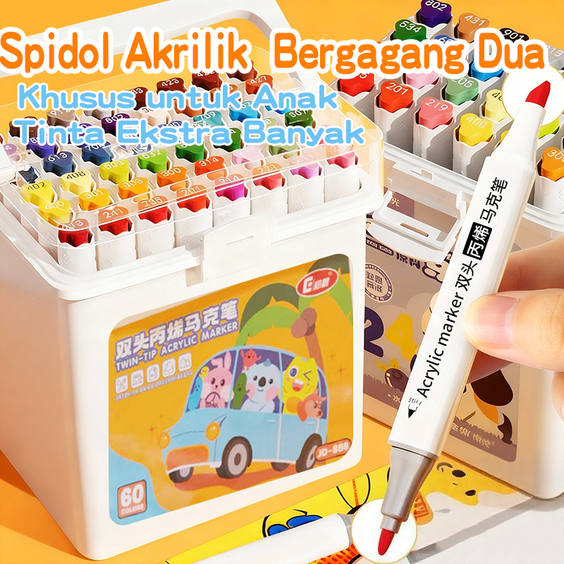 Acrylic Marker Dual Head Watercolor Drawing Pen Quick-drying Spidol Akrilik/Set Marker Drawing Pen