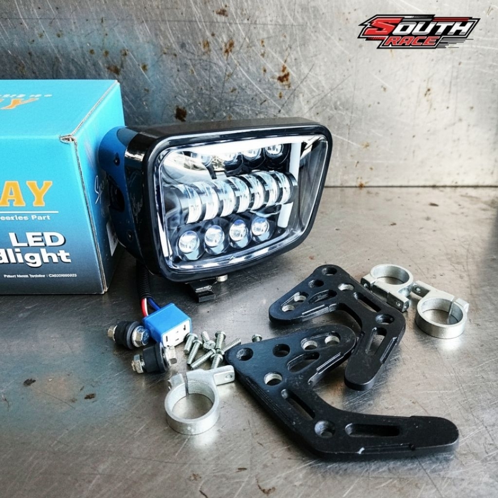 Lampu Daymaker RX King Oval Hitam + Kupingan Bracket Fullset | Set Lampu RX King Lengkap