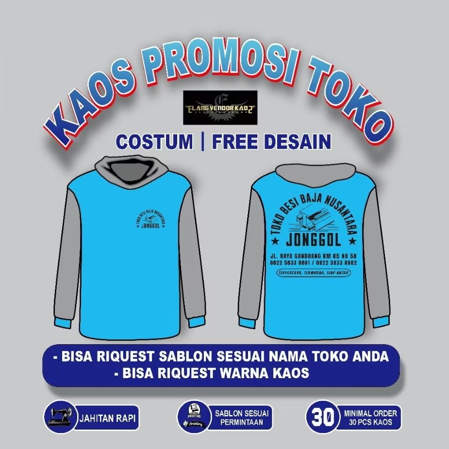 (KAOS PROMOSI). Toko bangunan dan pertanian KERUDUNG KEPALA