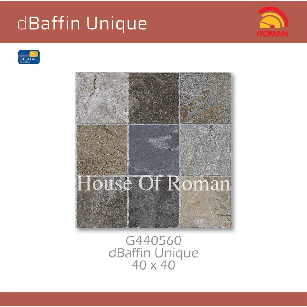 Roman Keramik dBaffin Unique 40x40/Keramik Garasi 40x40/Roman dBaffin Natura/Lantai Teras Batu Alam/