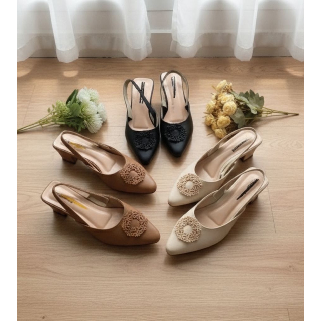 Sepatu wanita hak 3cm tali belakang BB