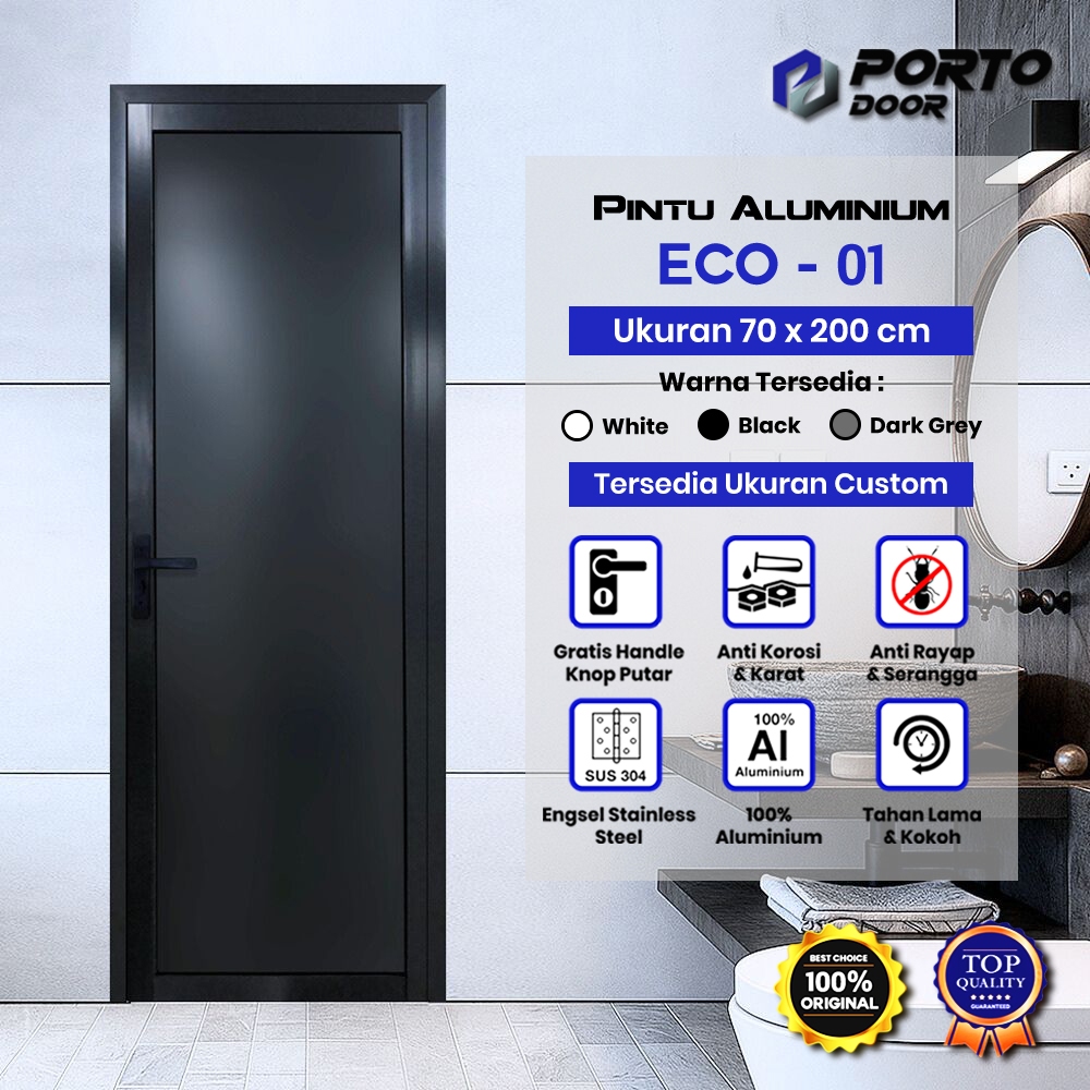 PORTO DOOR ECO 01 CUSTOM UKURAN / Pintu Aluminium / Pintu Kamar Mandi / Pintu Toilet